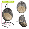 Wicker Basket Swing Chair;  Hanging Egg Chairs with Durable Stand and Waterproof Cushion for Outdoor Patio