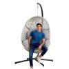 Large Hanging Egg Chair with Metal Stand and UV Resistant Cushion Hammock Chairs with C-Stand for Outdoor or Indoor