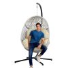 Large Hanging Egg Chair with Metal Stand and UV Resistant Cushion Hammock Chairs with C-Stand for Outdoor or Indoor