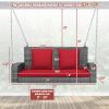 2-Person Patio PE Wicker Hanging Porch Swing Bench Chair Cushion 800 Pounds