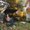 2-Seat Outdoor Canopy Swing with Comfortable Seat Fabric and Heavy-duty Metal Frame