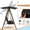 2-Seat Outdoor Canopy Swing with Comfortable Seat Fabric and Heavy-duty Metal Frame