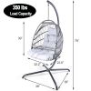 Swing Egg Chair with Stand Indoor Outdoor, UV Resistant Cushion Hanging Chair with Guardrail and Cup Holder, Anti-Rust Foldable Aluminum Frame Hammock