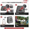 5 Core Outdoor Speakers Bluetooth 2Pcs Wireless Waterproof Patio Garden Speakers Rechargeable Solar LED Rock Garden Speaker - Grey