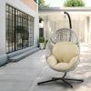 Large Hanging Egg Chair with Metal Stand and UV Resistant Cushion Hammock Chairs with C-Stand for Outdoor or Indoor