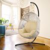 Large Hanging Egg Chair with Metal Stand and UV Resistant Cushion Hammock Chairs with C-Stand for Outdoor or Indoor