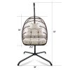 Swing Egg Chair with Stand Indoor Outdoor Wicker Rattan Patio Basket Hanging Chair with C Type bracket, with Cushion and Pillow, Foldable