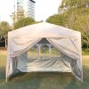 Outdoor 10 x 10 Ft Pop Up Gazebo Canopy Tent Removable Sidewall with Zipper, 2pc Sidewall with Windows, 4pc Weight Sand Bag and Carry Bag