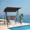 2-Seat Outdoor Canopy Swing with Comfortable Seat Fabric and Heavy-duty Metal Frame