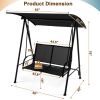 2-Seat Outdoor Canopy Swing with Comfortable Seat Fabric and Heavy-duty Metal Frame