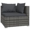 4 Piece Patio Lounge Set with Cushions Poly Rattan Gray