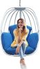 Aluminum Egg Chair; Hanging Swing Chair with Thickness Cushion for Indoor; Outdoor; Garden; Patio