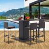 5-Piece Outdoor Conversation Bar Set, All Weather PE Rattan and Steel Frame Patio Furniture with Metal Tabletop and Stools for Backyards, Porch