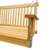 Front Porch Swing with Armrests;  Wood Bench Swing with Hanging Chains; for Outdoor Patio ; Garden Yard;  Porch;  Backyard;  or Sunroom