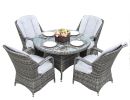 Direct Wicker 5-Piece Aluminum Wicker Round Outdoor Dining Set with Cushions