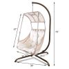 Swing Egg Chair with Stand Indoor Outdoor, UV Resistant Cushion Hanging Chair with Cup Holder, Anti-Rust with Wicker Rattan Frame 350 lb Capacity