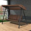 Outdoor 3-Seat Porch Swing with Adjustable Canopy and Cushions