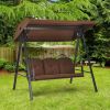 Outdoor 3-Seat Porch Swing with Adjustable Canopy and Cushions