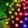 Solar Cherry Blossom Light String LED Peach Blossom Decorative Lights Christmas Festival Courtyard Transparent Flower Light