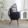 COOLMORE Egg Chair Wicker Outdoor Indoor Oversized Large Lounger with Stand Cushion Egg Basket Chair for Patio, Garden, Backyard, Balconyn