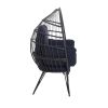 COOLMORE Egg Chair Wicker Outdoor Indoor Oversized Large Lounger with Stand Cushion Egg Basket Chair for Patio, Garden, Backyard, Balconyn