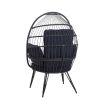 COOLMORE Egg Chair Wicker Outdoor Indoor Oversized Large Lounger with Stand Cushion Egg Basket Chair for Patio, Garden, Backyard, Balconyn