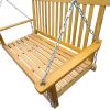 Front Porch Swing with Armrests;  Wood Bench Swing with Hanging Chains; for Outdoor Patio ; Garden Yard;  Porch;  Backyard;  or Sunroom