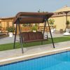 Outdoor 3-Seat Porch Swing with Adjustable Canopy and Cushions