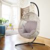 Large Hanging Egg Chair with Metal Stand and UV Resistant Cushion Hammock Chairs with C-Stand for Outdoor or Indoor