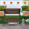 Outdoor 3-Seat Porch Swing with Adjustable Canopy and Cushions