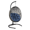 Wicker Basket Swing Chair;  Hanging Egg Chairs with Durable Stand and Waterproof Cushion for Outdoor Patio