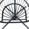 Hanging Folding Egg Chair for Indoor Outdoor Patio with Aluminum Frame and Metal Stand; 330 lb Capacity