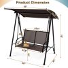 2-Seat Outdoor Canopy Swing with Comfortable Seat Fabric and Heavy-duty Metal Frame