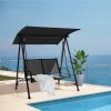 2-Seat Outdoor Canopy Swing with Comfortable Seat Fabric and Heavy-duty Metal Frame