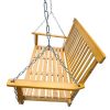 Front Porch Swing with Armrests;  Wood Bench Swing with Hanging Chains; for Outdoor Patio ; Garden Yard;  Porch;  Backyard;  or Sunroom