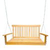 Front Porch Swing with Armrests;  Wood Bench Swing with Hanging Chains; for Outdoor Patio ; Garden Yard;  Porch;  Backyard;  or Sunroom